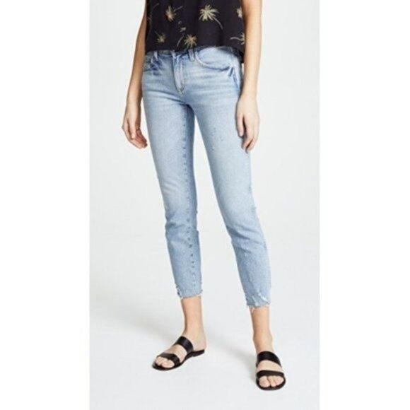 AMO Stix Crop Distressed Hem Jeans  - Picture 1 of 11